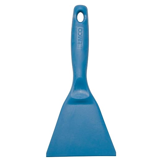 Remco - A Vikan Company 6963 Blue Polypropylene High-Temp Hand Scraper, Injection Molded Blade, 9.7" L x 4.4" W, 1 Piece