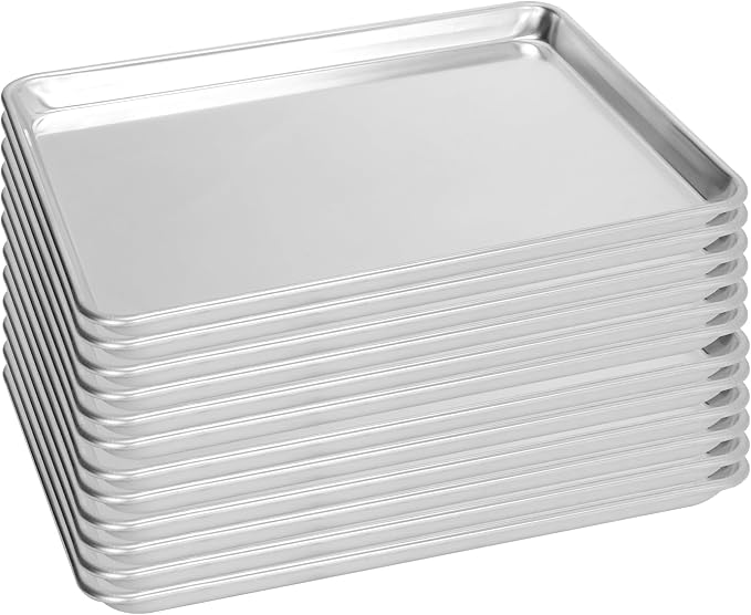 12 Pack Half Size Aluminum Baking Sheet Pan, 18 x 13 in | NSF, Aluminum Commercial Cookie Sheets, Non-Stick, Oven Safe Up to 500℉