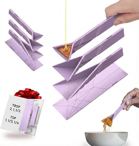 POLYGONS - Original Flat 3-in-1 Folding Measuring Spoons | 2 Spoons fold into 6 Sizes | Magnetic | DuraBend Tech lasts 100k+ folds | LeakProof for Wet & Dry | Gift Packaging | Baking/Cooking (Purple)