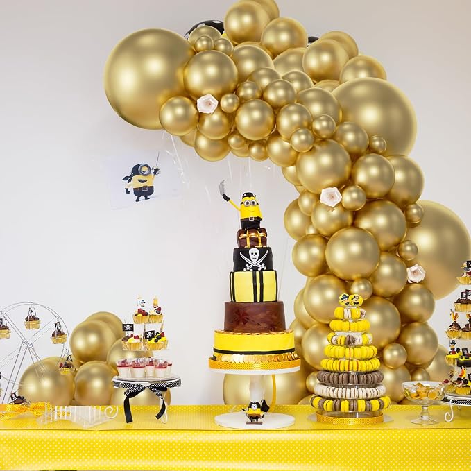 104pcs Metallic Gold Balloons - 18/12/10/5 Inch Chrome Gold Latex Balloons Garland Arch Different Sizes Pack for Birthday, Wedding, 2026 New Year's Eve Party Decorations