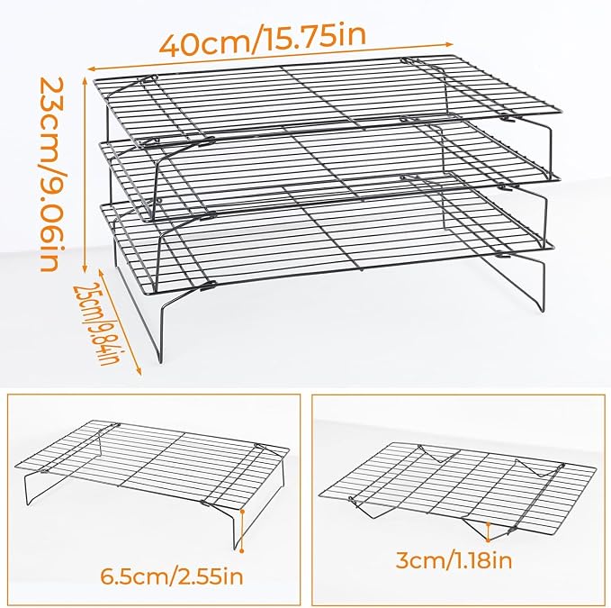 Detachable Collapsible Cooling Racks, Wire Cooling Rack Stackable Drying Rack for Bread Cookie Baking Candy Fruits (3-tier)