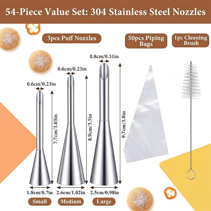 3Pcs Donut Filler Injector, Cream Filling Piping Tip, Cupcake Filler Tool Couplers For Piping Bags, Disposable Pastry Bags for Small Pastries Puffs Cupcakes Filling Donuts