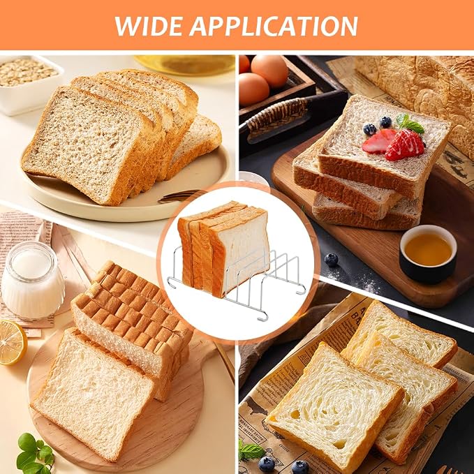 Toast Rack, 8 Slice Bread Holder Air Fryer Accessories Organizer, Stainless Steel Toast Rack Baking Tools Accessories Cooling Racks(COLOR:Silver 1 Pc)