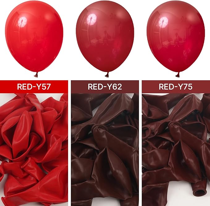PartyWoo Burgundy Balloons 100pcs Different Sizes of 18 12 10 5 Inch Dark Red Maroon Ruby Red Balloon Arch Kit Garland for Graduation Valentine's Day Wedding Anniversary Party Decorations Red-Y75