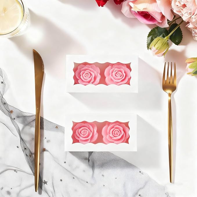 100PCS 3.5x2.36x1.2 inches White Soap Boxes, Homemade Soap Packaging Gift Boxes with Window, Small Gift Bakery Boxes for Macarons, Cookies & Candies, Wedding & Birthday Party Favors