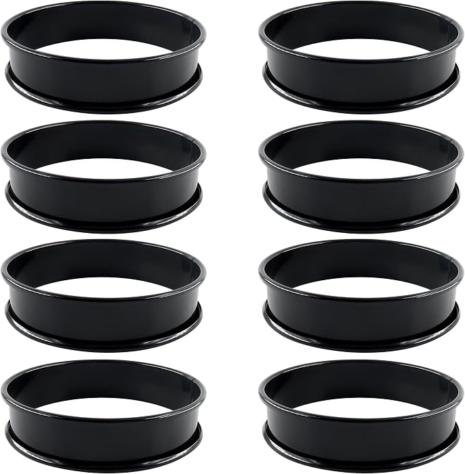 8Pcs Crumpet Rings English Muffin Rings, 3.15 Inch Stainless Steel Nonstick Egg Tart Rings, Round Cake Mold for Food Making, Black