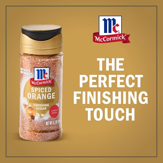 McCormick Finishing Sugar, Spiced Orange, Limited Edition, Bright Citrus Flavor with Warm Spices, For Muffins, Pie, Cocktails, Cider, Tea, and More, 3.7 oz (Pack of 2)