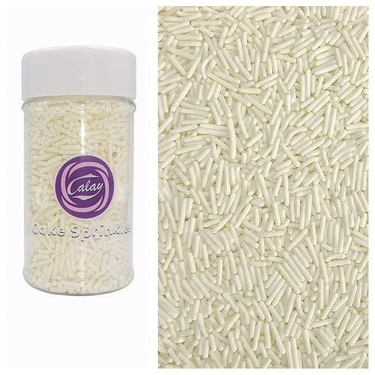 Sentovac Edible White Jimmies Sprinkles for Cake Decorating Baking | Cupcake Cookie and Ice Cream Toppers Cake Decorations| Celebrations Wedding Shower Party Chirstmas Supplies 78g/2.75oz