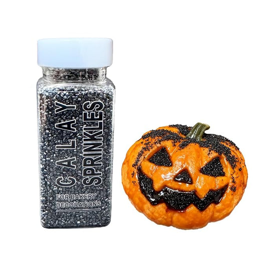 Black Sprinkles for Baking, Black Sanding Sugar Crystals, 4.23 ounces Edible Sparkling Coarse Sugar Sprinkles for Cake Decorating, Cupcake Topper, Cookie Toppings, Wedding Birthday Christmas Supplies
