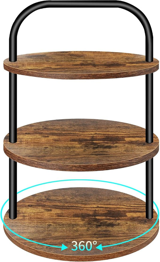 Cupcake Stand, 360° Rotating Wooden Cupcake Stand 3 Tier Large Dessert Table Display Set Cupcake Tower Tiered Tray Stand Serving Tray for Party Supplies Vendor Display Farmhouse Decor