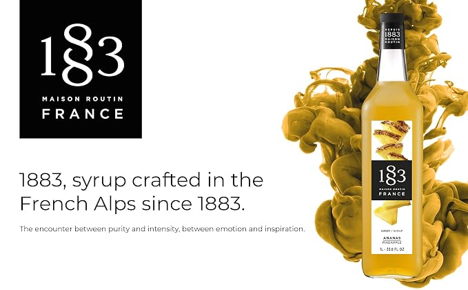 1883 Pineapple Syrup for Drinks, Made in France, 1 Liter Glass Bottle