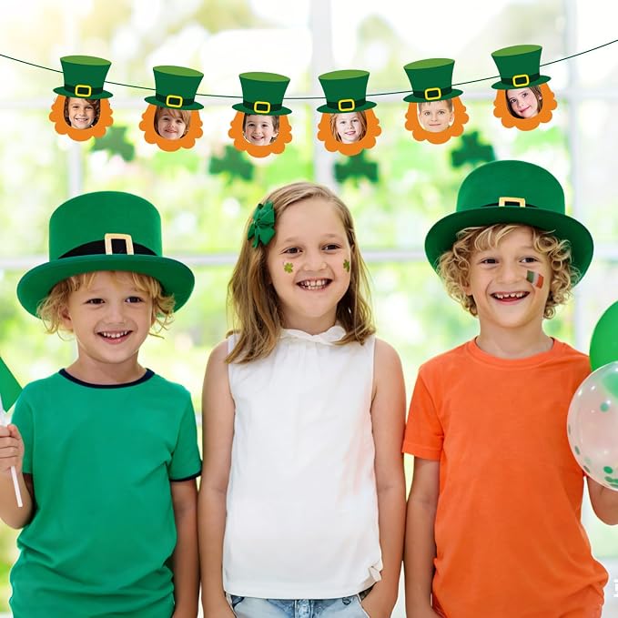 Vuzvuv 50Pcs Saint Patrick's Day Shamrock Festival DIY Hat Cutouts Paper with 100Pcs Glue Points for Wall Bulletin Board Decorations or Theme Party or Classroom Decor Supplies