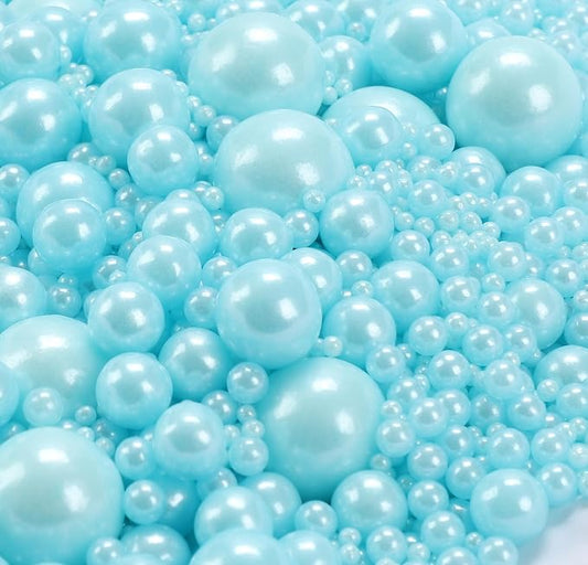 Zali Edible Pearl Sprinkles, Sky Blue, 26 Colors Mixed Size | Sugar Pearls, For Cakes, Cupcakes, Cookies, Donuts & Ice Cream, Gluten Free, Food Grade, Wedding & Festival Decoration