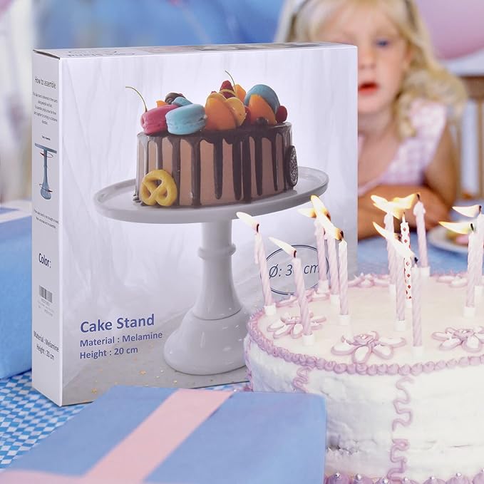 11-Inch Round Melamine Cake Stand, Purple Single-Tier Dessert Display Stand for Cakes, Cupcakes and Party Table Decor