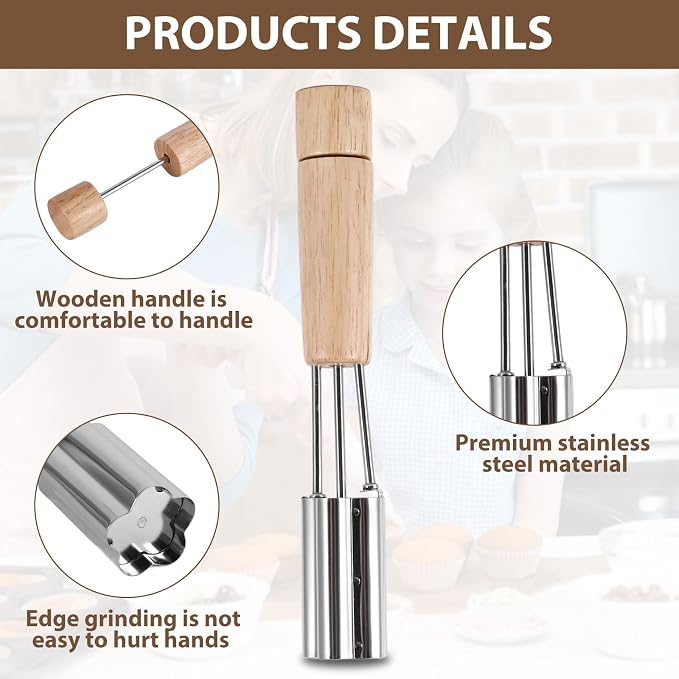 SHANGSKY Pastry Cutter Wheel Cupcake Corer Stainless Steel, 3 Pcs Cupcake Filler Tools, Heart Star Flower Type Sandwich Cupcake Filler Tools, Kitchen Cake Baking Filling and Decorating