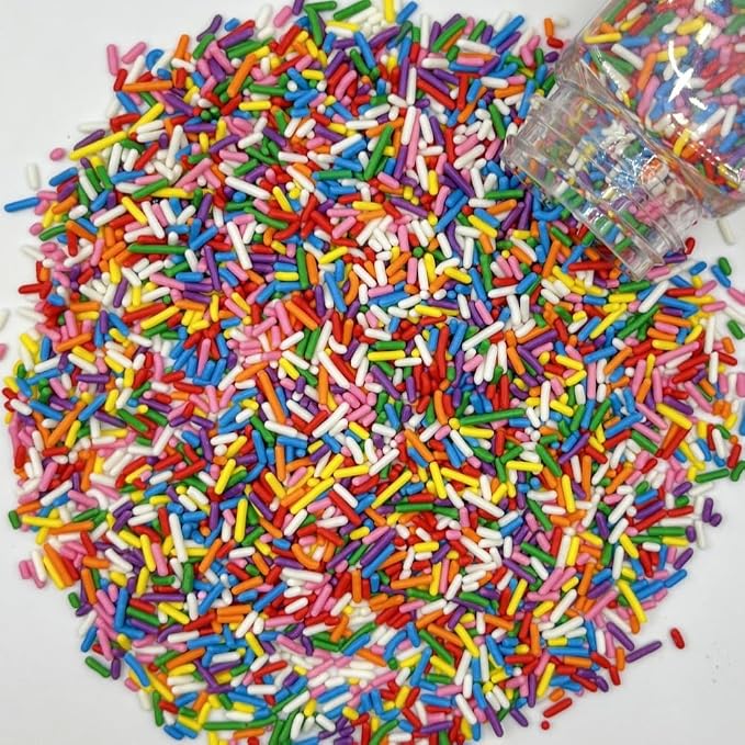 Sentovac Edible Smooth Rainbow Jimmies Sprinkles for Cake Decorating | Cupcake and Ice Cream Toppers Cake Decorations | Soft Jimmies Sprinkles for Baking | 1 Bottle 2.75oz Cookie Decorating Celebrations Wedding Shower Party Chirstmas Supplies