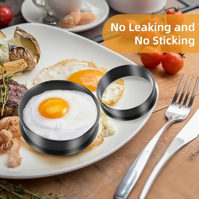 RICHSC-PAN Crumpet Rings, 10PCS Non-Stick English Muffin Rings 4 Inch For Baking, Stainless Steel Double Roll Upgrade Design, More Convenient to Take the Food of The Bakery Ring Mold.