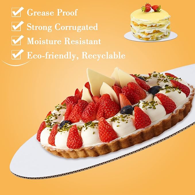 Sudaya Cake Boards 50 PCS, Cake Boards 8 Inch Round, Cardboard Cake Rounds, Disposable Cake Plates, Food Grade Cake Base Cake Tray Cake Circles, 8 Inch Cake Board White Cardboard Circles Round Base