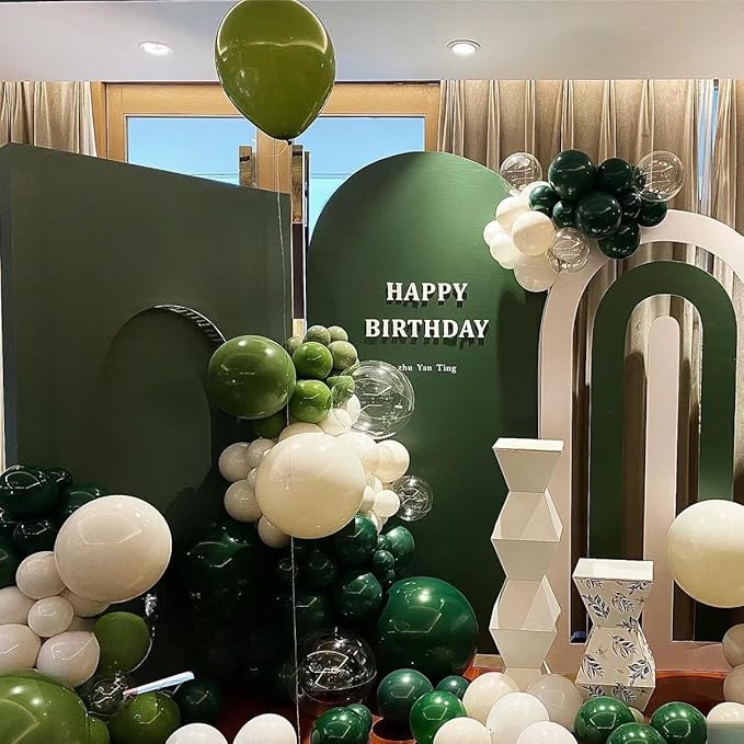 Green Black White Metallic Gold Balloons Garland Arch Kit, 146 Pcs Lime Dark Green Matte Black Confetti Gold Balloons for Graduation Football Soccer Army Birthday Party Decorations