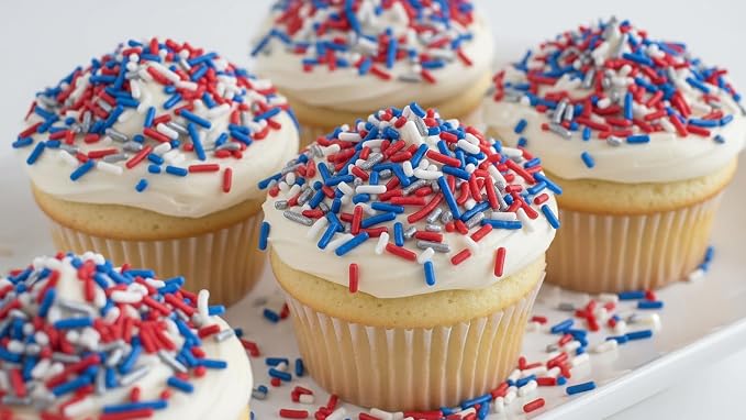 NCS New England Game Day Red, Dark Blue, Silver & White Jimmies Edible Sprinkles – Cupcake, Cake & Cookie Decorations, 7 oz