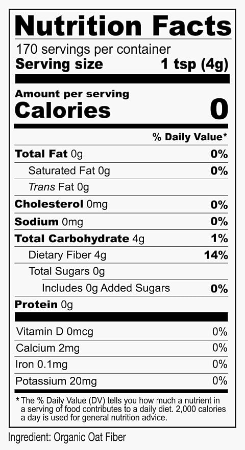 Anthony's Organic Oat Fiber, 1.5 lb, Gluten Free, Non GMO, Keto Friendly, Product of the USA