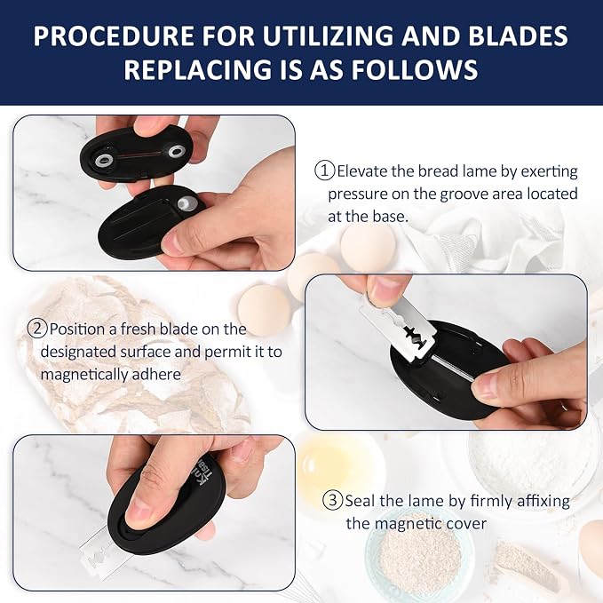 Bread Knife Extractable & Magnetic Bread Lame Dough Scoring Tool, Professional Sourdough Scoring Tool for Sourdough Bread Baking & Bread Making Tools 10 Razor Blades - Black