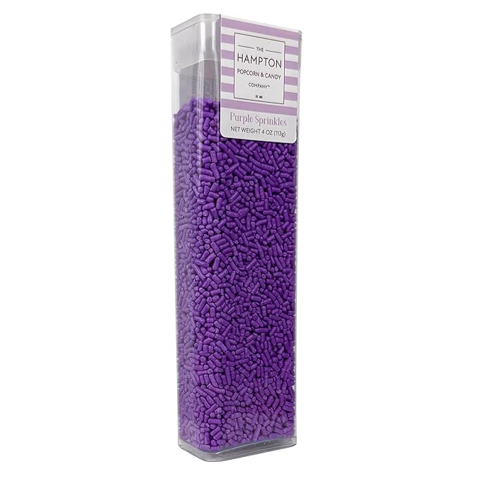 Bright Purple Sprinkles Jimmies 4 oz, Sprinkles For Cake Decorating, Baking, Ice Cream & More, The Hampton Candy Company