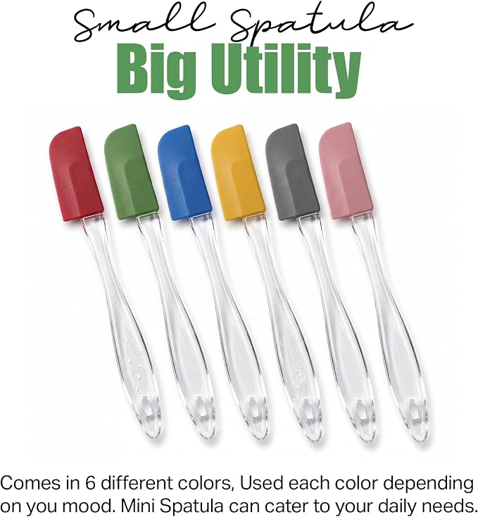 Evelots Set of 6 Mini Silicone Spatulas for Kitchen Cooking & Baking, Small Silicone Cooking Utensils, Heat Resistant BPA Free - Up To 446 Degrees