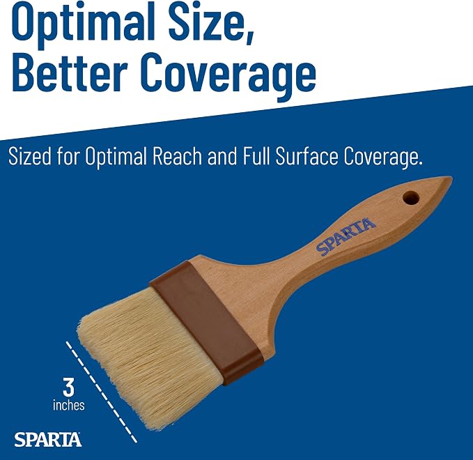 SPARTA Kitchen Basting Brush – 4037500 Basting Brush for Cooking Flat Boar Bristle Brush, Hardwood Handle for Kitchens, Restaurants, Catering, High Heat Food Prep, 3in, Pack of 12