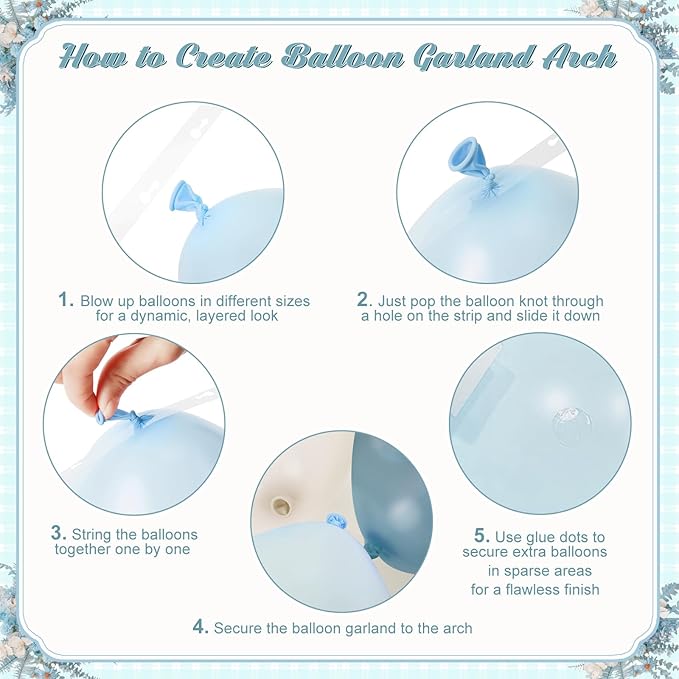 Dusty Blue Balloon Arch Kit 124Pcs blue and White Balloon Arch Garland Kit Include Macaron Blue Light blue Sand White Balloons for Baby Shower Bridal Shower Birthday Party Decorations