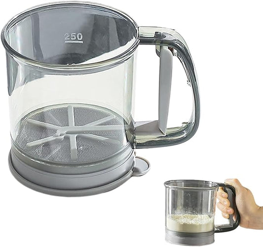 Flour Sifter for Baking,One-Hand Press Baking Sifter with Double-Layer Fine Mesh,Portable Sifters for All Baking Flour Powdered Sugar Almond Powder and Cocoa Powder