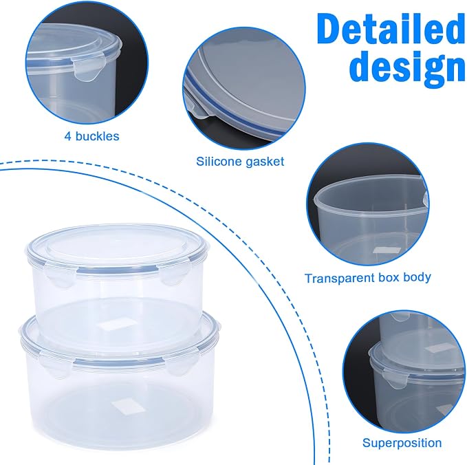 2Pack Dough Proofing Box,4.5/3 Qt Stackable Sourdough Pizza Proofing Container with Airtight Lid,Large Capacity Bread Proofing,Round Dough Proofing Bucket for Family Size Dough Box(Clear)