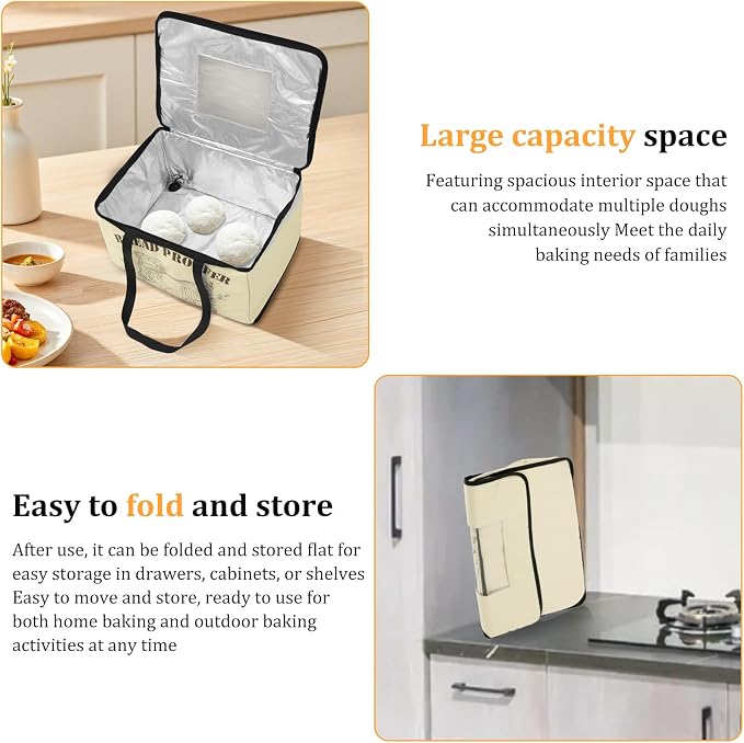 Folding Bread Proofing Box, Bread Proofer with 50-113℉ Temp Control and Timer, Dough Proofing Box with NTC Temperature Probe, Dough Proofer for Sourdough, Breads Baking, Pizza, Yogurt