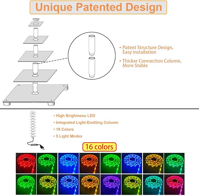 Cupcake Stand Acrylic 5 Tier Tower Display Cupcake Cake Stand with Remote LED Light,Multiple Color Changing Modes,Transparency Serving Tray for Any Parties Events(Large Size)