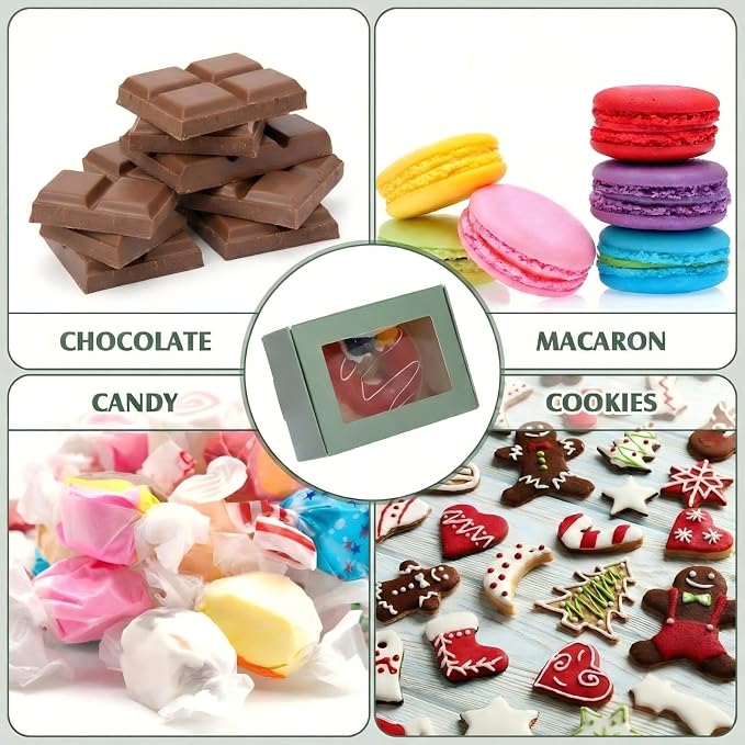 Zonon 30 Pcs Soap Boxes for Homemade Packaging, Mini Kraft Boxes with Window for Bakery Candy Soap Making Gift Packaging, 3.7x2.6x1.4 Inch (Sage Green)