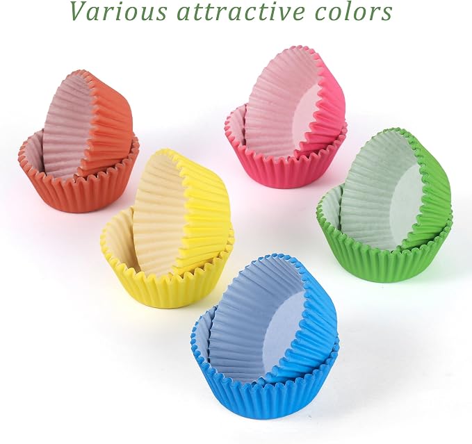 1000 Count Rainbow Paper Cupcake Liners, Standard Cupcake Liners for Baking, Natural, Food-grade Cupcake Wrapper, Greaseproof Parchment Muffin Liners (Rainbow, 2 Inch)