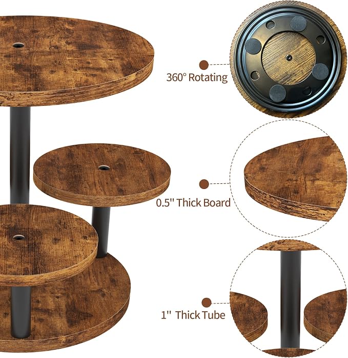 Cupcake Stand 4 Tier, 2 Pack 360° Rotatable Cupcake Stand, Rustic Industrial Wood Cupcake Tower Stand, Dessert Table Display Set Tiered Tray Stand, Round Serving Tray for Party Wedding Birthday