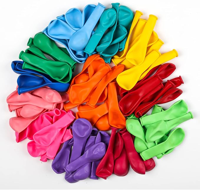Voircoloria 105pcs Colorful Balloons 12inch Rainbow Latex Balloons for Boys Girls Birthday Baby Shower Gender Reveal Wedding Decorations