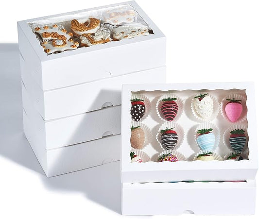 24PCS 10x7x2.5 inches Cookies Bakery Boxes with Window - Cakesicle, Chocolate Bomb, Macaron, Chocolate Covered Strawberries, Pretzel Rods Boxes