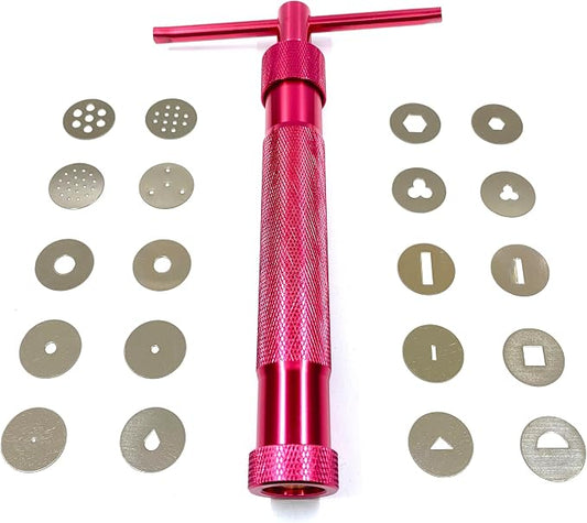HEVERP Stainless Steel Clay Extruders Sugar Paste Extruder Cake Fondant Decorating Tool Set (Red)