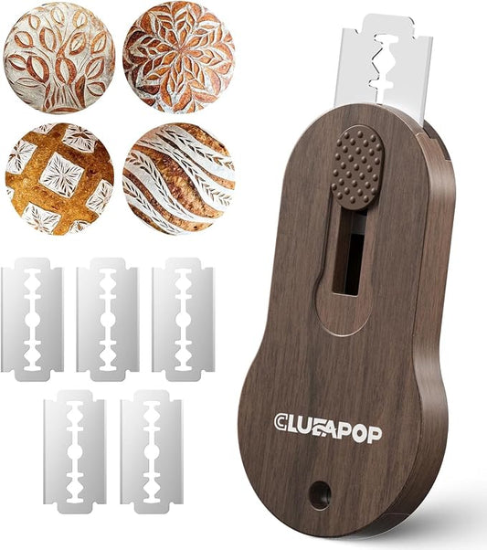 CLUEAPOP Bread Lame | Sourdough Scoring Tool | Bread Scoring Tool | Lame Bread Tool | Sourdough Tools Includes 5 Bread Razor Blades, Extractable & Magnetic Scoring Knife for Bread Baking