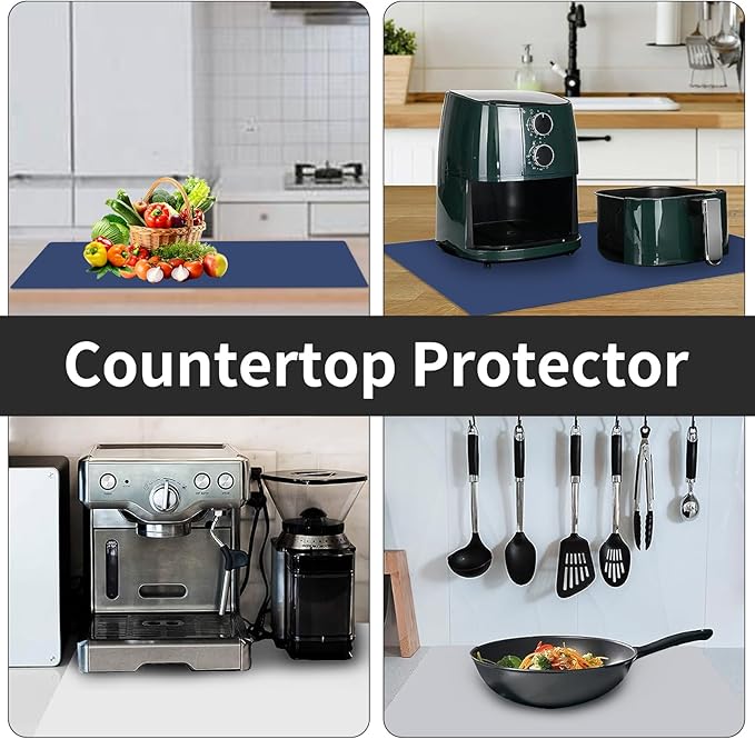 Large Silicone Mat, 78.7”x 15.7” Extra Thick Heat Resistant Mats, Nonslip Kitchen Countertop Protector Mat, Cuttable Waterproof Counter Protector Mats for Kitchen Island Workbench (Black)