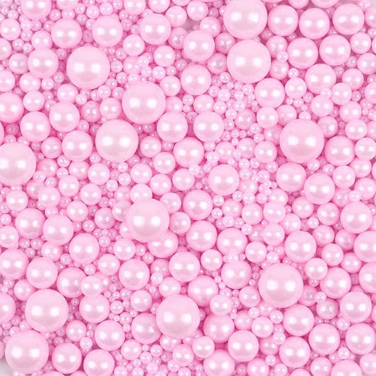 Pink Sprinkles for Cake Decorating 3.5 Ounces, Edible Sugar Pearls Mixing Sizes for Cupcake Topper, Cookies, Ice Cream Toppings Cake Decorations for Party Celebrations