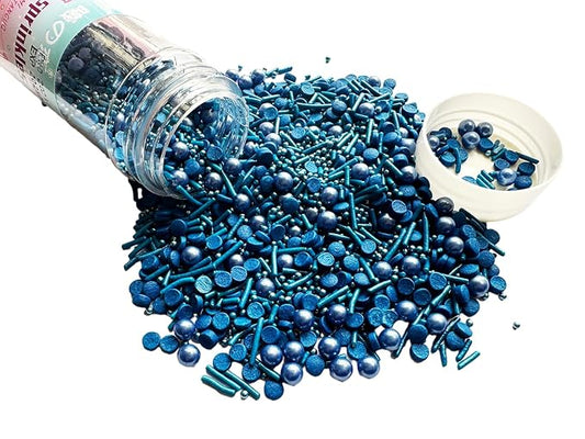 Pearl Sugar Christmas Sprinkles Candy 120g/4.2oz Mixing Size Baking Cake Decorations Cupcake Toppers Jimmies Cookie Decorating Celebrations Wedding Shower Party Supplies (Blue)