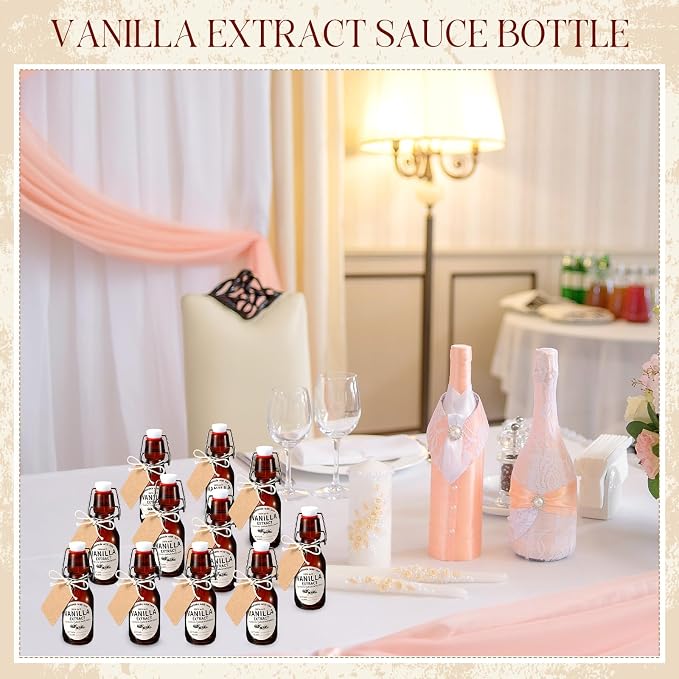 Vesici 20 Sets Swing Top Glass Bottles Set Amber Homemade Vanilla Extract Bottles Vanilla Extract Jars for Christmas DIY Crafts (8 Oz)