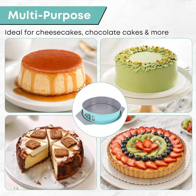9 Inch Springform Pan, Nonstick Leakproof Cheesecake Pan with Wide Grip Handles, PFOA & PFAS Free Carbon Steel, Groove-Seal Base, Oven Safe to 450°F