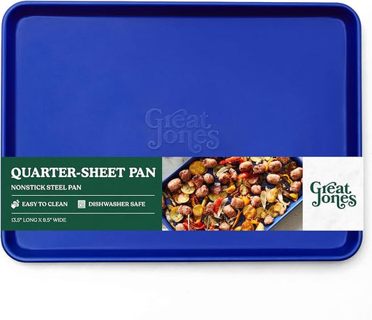 Great Jones Little Sheet (Blueberry) | Jelly Roll Pan, Quarter Sheet Pan | Aluminized Steel,13.5" x 9.5" | For Baking, Roasting, & Broiling | Premium Bakeware with Even Heat Distribution