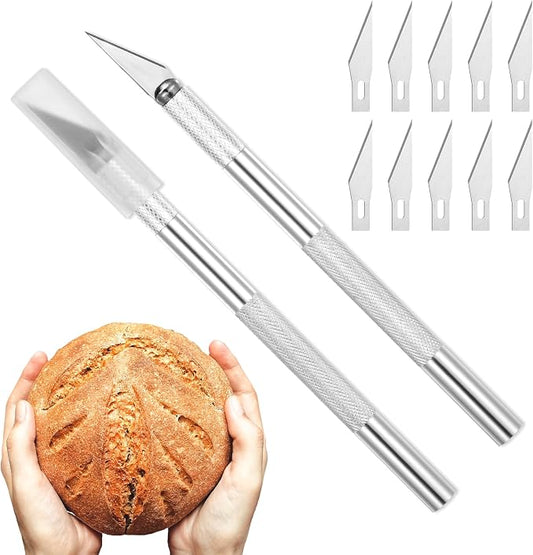 2 Pcs Premium Bread Lame, Sourdough Scoring Knife Kit with 10 Blades Dough Scorer Knife Stainless Steel Bread Lame Scoring Tool Kit for Breads Baking Artisan Sourdough Baking
