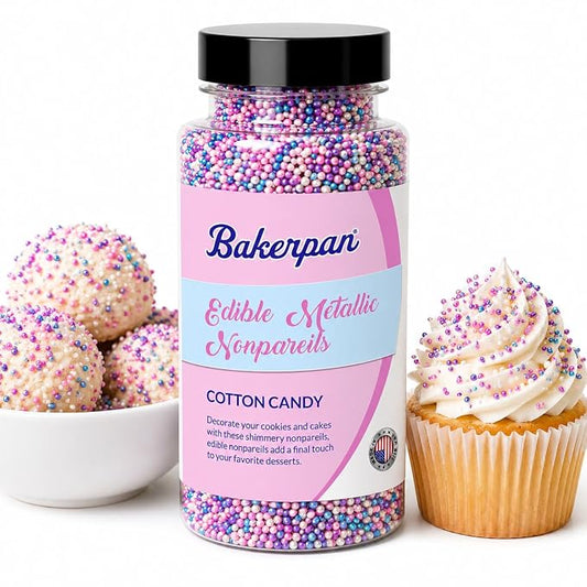 Bakerpan Edible Pastel Nonpareils Sprinkles - 5.1 oz Summer Sprinkles for Cake Decorating, Cupcakes, Cookies, Birthdays & Weddings | Kosher, Gluten-Free, Made in USA