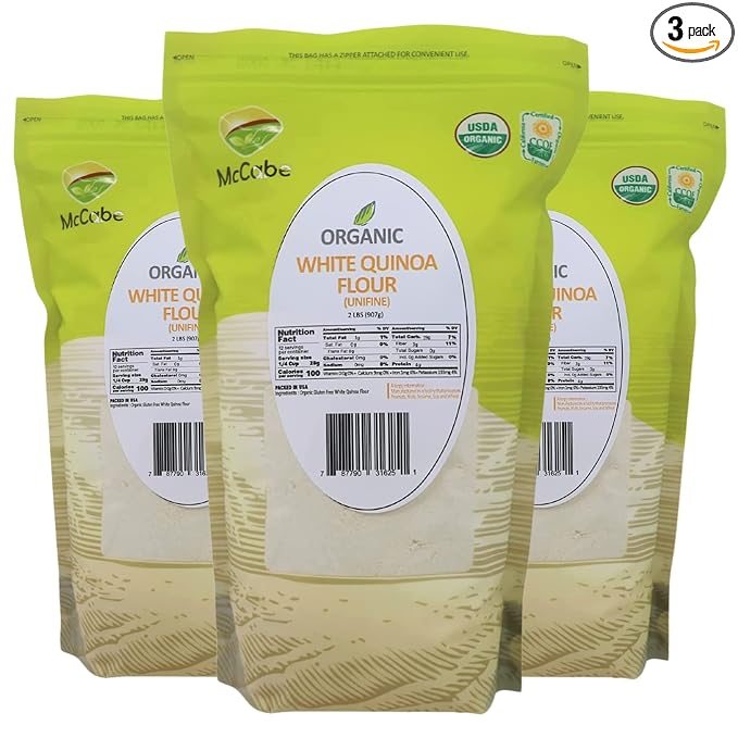 McCabe Organic White Quinoa Flour - Quinoa Flour Organic | Rich with Fiber & Minerals | USDA and CCOF Certified | Packed in USA | 2Lbs (Pack of 3)